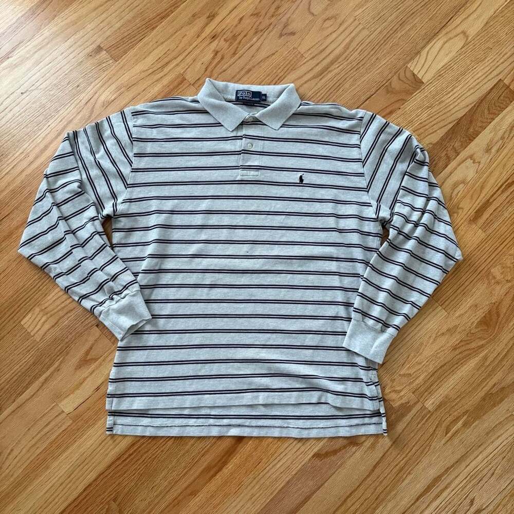 Polo by Ralph Lauren Striped Long Sleeve Polo Size XL Tan Green